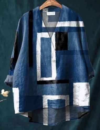 Fashion Digital Printing Large Wide V-neck Top