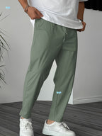 Men's Pure Color Ribbon Pocket Casual Drawstring Trousers - D&A