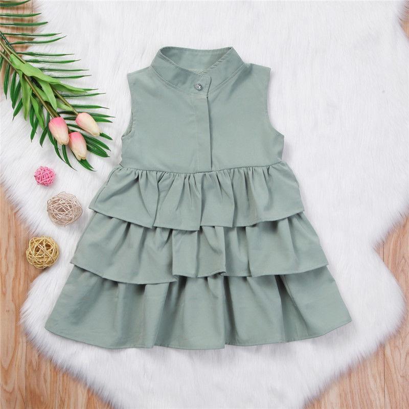 Fashion Simple Solid Color Sleeveless Small And Medium Girl Dress - D&A