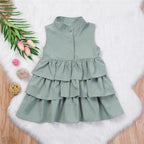 Fashion Simple Solid Color Sleeveless Small And Medium Girl Dress - D&A