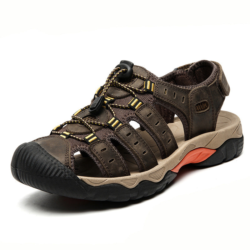 Summer Closed Toe Sandals Men's Leisure Outdoor Dark Brown - D&A