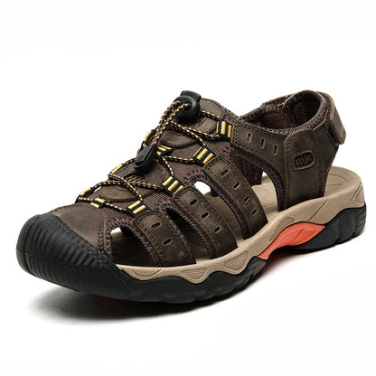 Summer Closed Toe Sandals Men's Leisure Outdoor Dark Brown - D&A