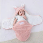 Super Soft Baby Sleeping Bag Fluffy Fleece Newborn Blanket Swaddle Blankets, Unisex Baby Wrap For Newborn Baby Boys Girls With Head-Protecting & Head-Supporting Function, Wearable Swaddle Sleep Sack - D&A