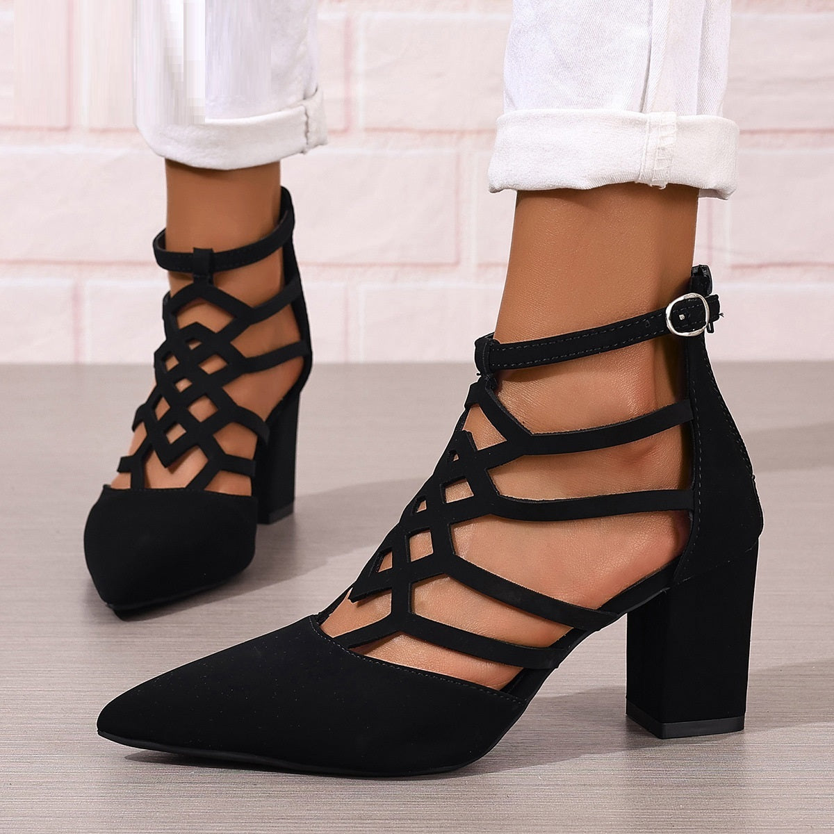 Fashion High Heel Professional Pointed-toe Hollowed High Heel Sandals - D&A