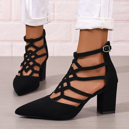 Fashion High Heel Professional Pointed-toe Hollowed High Heel Sandals - D&A