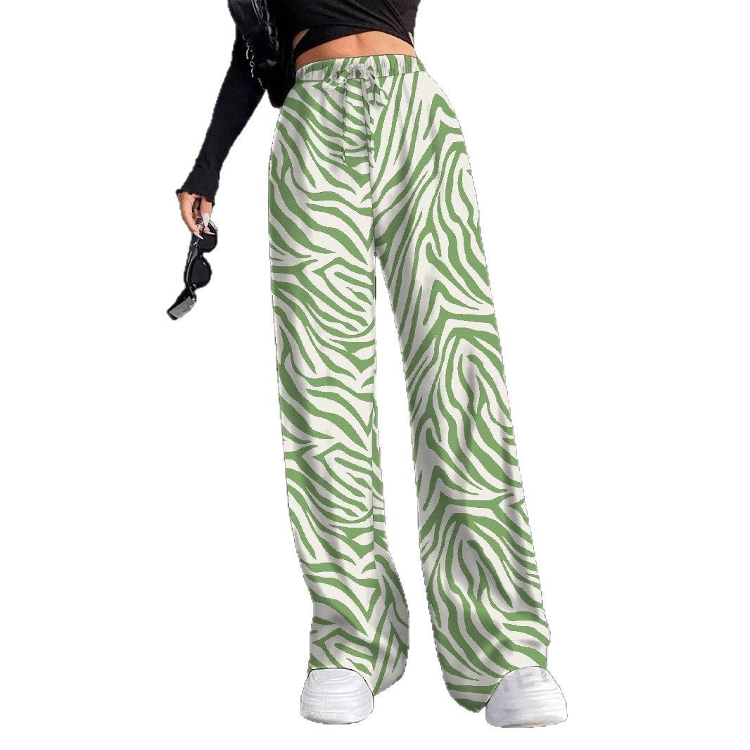 New Women's Elastic Waist Pinstripe Road Straight Wide Leg - D&A