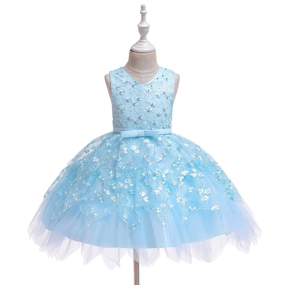 Clothing Baby Girls Middle And Small Children Kindergarten Dresses Blue - D&A