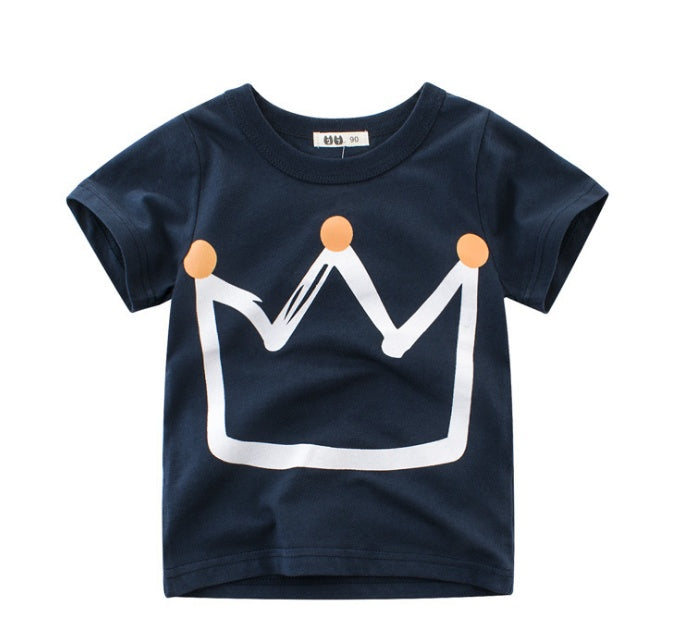 Children's Wear Summer New Korean Children's Boys Cotton T-shirt Men's Treasure In Children's Short Sleeves 4style - D&A