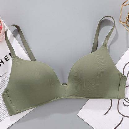 No Rims Underwear Ladies Bra Breathable Gather Bra Green - D&A