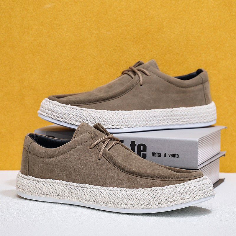 Men's Casual Pumps Men's Handmade Cloth Shoes Low-top Sneakers Men's Khaki - D&A