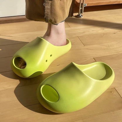 Thick-soled Cartoon Cute Slippers Outerwear Mango Green - D&A