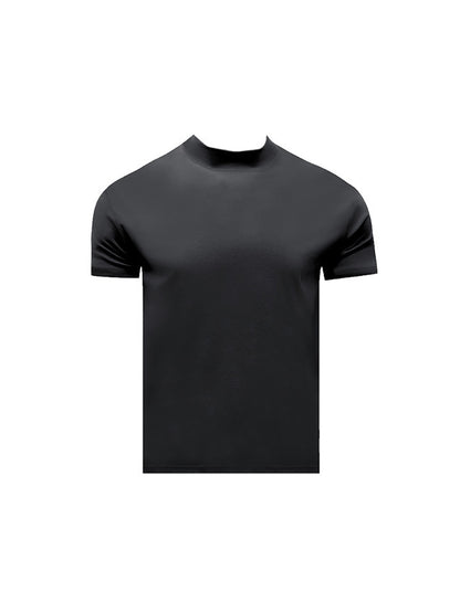 Summer Shoulder Half Turtleneck Cuff Short Sleeve Dark Gray - D&A
