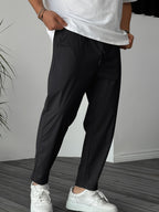 Men's Pure Color Ribbon Pocket Casual Drawstring Trousers - D&A