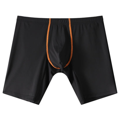 Lengthened Underwear Ice Silk Sexy Men's Boxers Mid-waist U Convex Sexy Quick-drying Black - D&A