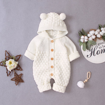 Hooded knitted jumpsuit White - D&A