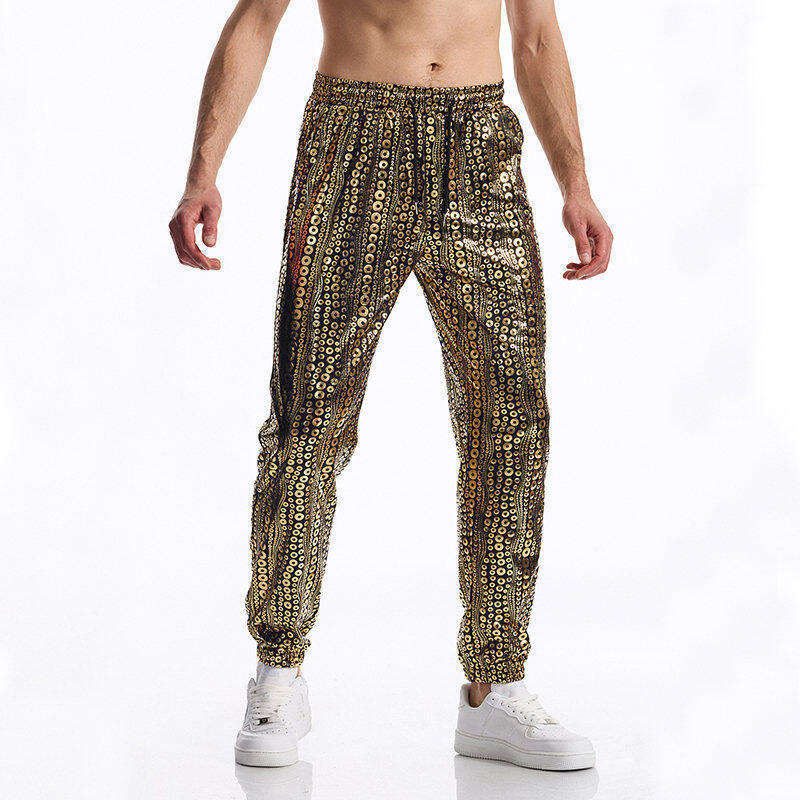 Men's New Round Wave Bronzing Hip Hop Glossy Casual Pants Men - D&A