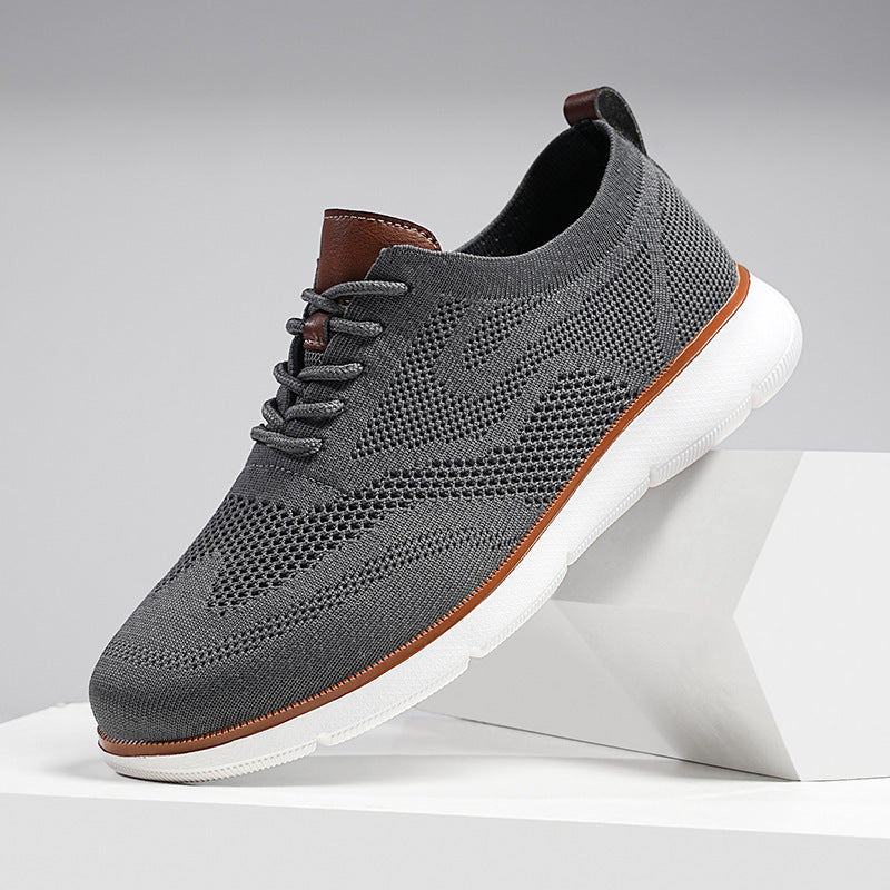 Men's Casual Breathable Fly-knit Sneakers Dark Gray - D&A