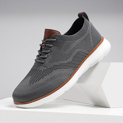 Men's Casual Breathable Fly-knit Sneakers Dark Gray - D&A