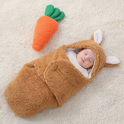 Super Soft Baby Sleeping Bag Fluffy Fleece Newborn Blanket Swaddle Blankets, Unisex Baby Wrap For Newborn Baby Boys Girls With Head-Protecting & Head-Supporting Function, Wearable Swaddle Sleep Sack - D&A
