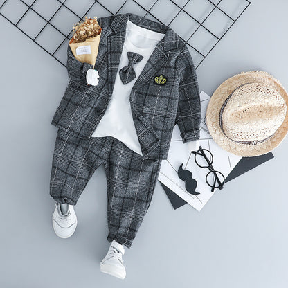 British small suit children's suit gentleman three-piece suit gray - D&A
