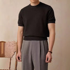 Round Neck Short Sleeve Knitted T-shirt - D&A