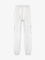 Loose Breathable Micro Elastic Lace-up Imitation Linen Plaid Men's Casual Pants Overalls White - D&A