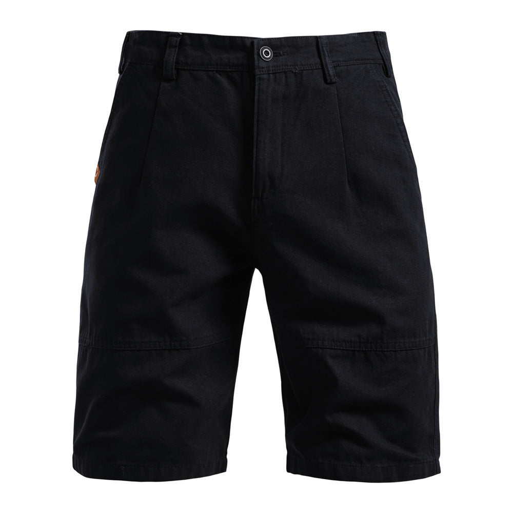 Straight Five-point Pure Color All-matching Workwear Shorts Men Black - D&A