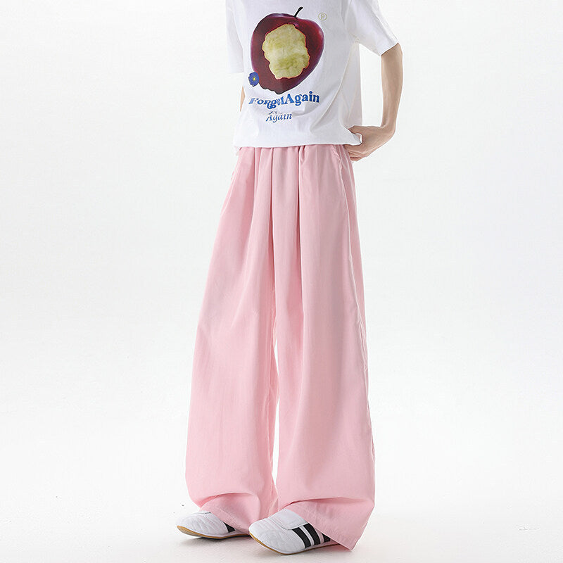 Basamine Ice Silk Drooping Curtain Lazy Men's Summer Mopping Wide-leg Casual Pants - D&A