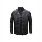 Spring And Autumn Men's Slim Leather Clothing With Stand Collar Jacket - D&A