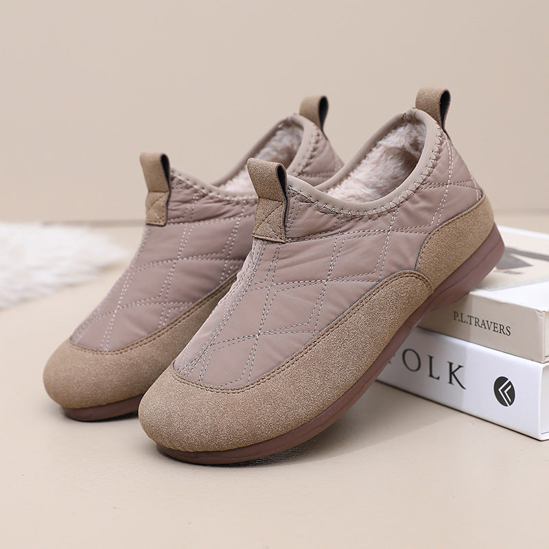Winter Cloth Shoes For Women Plus Velvet Soft Bottom One Pedal Cotton Shoes Warm Flat Bottom Gommino - D&A