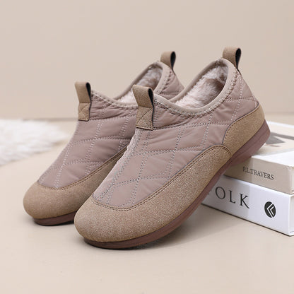 Winter Cloth Shoes For Women Plus Velvet Soft Bottom One Pedal Cotton Shoes Warm Flat Bottom Gommino - D&A