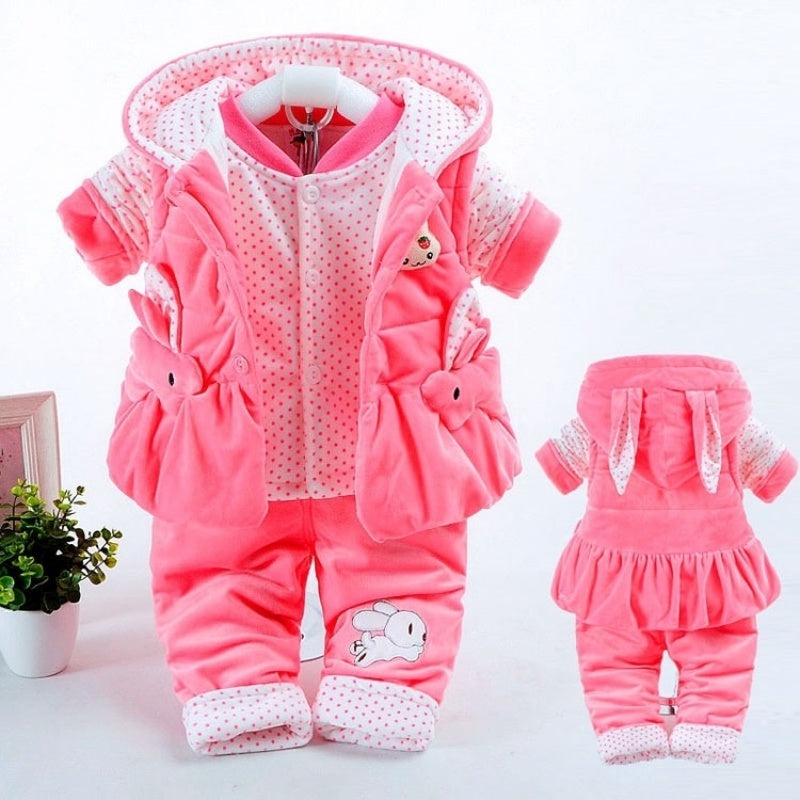 Baby Autumn Clothing Girls Autumn And Winter Clothing Suits Pink - D&A