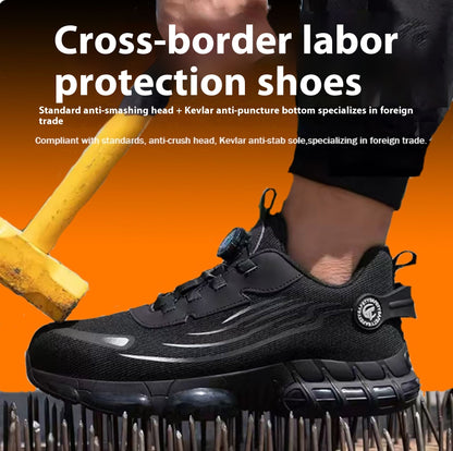 Men's Wear-resistant Workwear Breathable Fly Woven Shoes - D&A