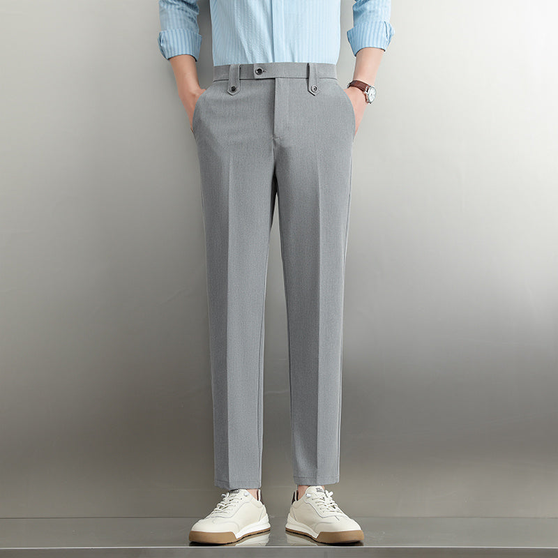 Simple Suit Pants Men's Loose Straight Business Trousers SF28 Light Gray - D&A