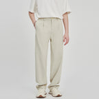 Anti-Wrinkle Woven Casual Loose Straight Drooping Suit Pants Apricot - D&A