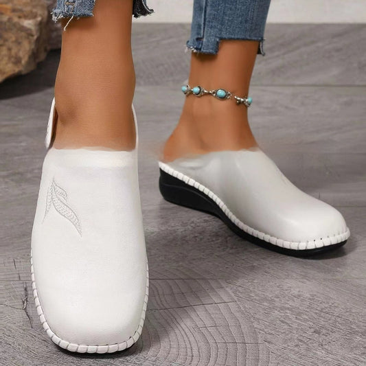 New Round Toe Flat Bottom Foreign Trade Plus Size Slip-on Lofter Half Slippers - D&A