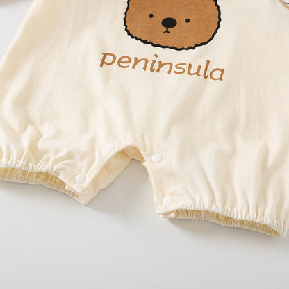Cartoon Bear Print Baby Short Sleeve Rompers - D&A