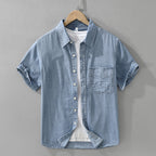 8269 Japanese-style Retro Denim Short Sleeve Shirt - D&A