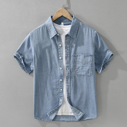 8269 Japanese-style Retro Denim Short Sleeve Shirt - D&A