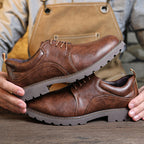 New Men's Leather Shoes Advanced Sense Retro Casual Shoes Brown - D&A