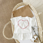 Heart Printing Short Sleeve Suit Korean Style Baby Boys' And Girls' Clothing Two-piece Set - D&A