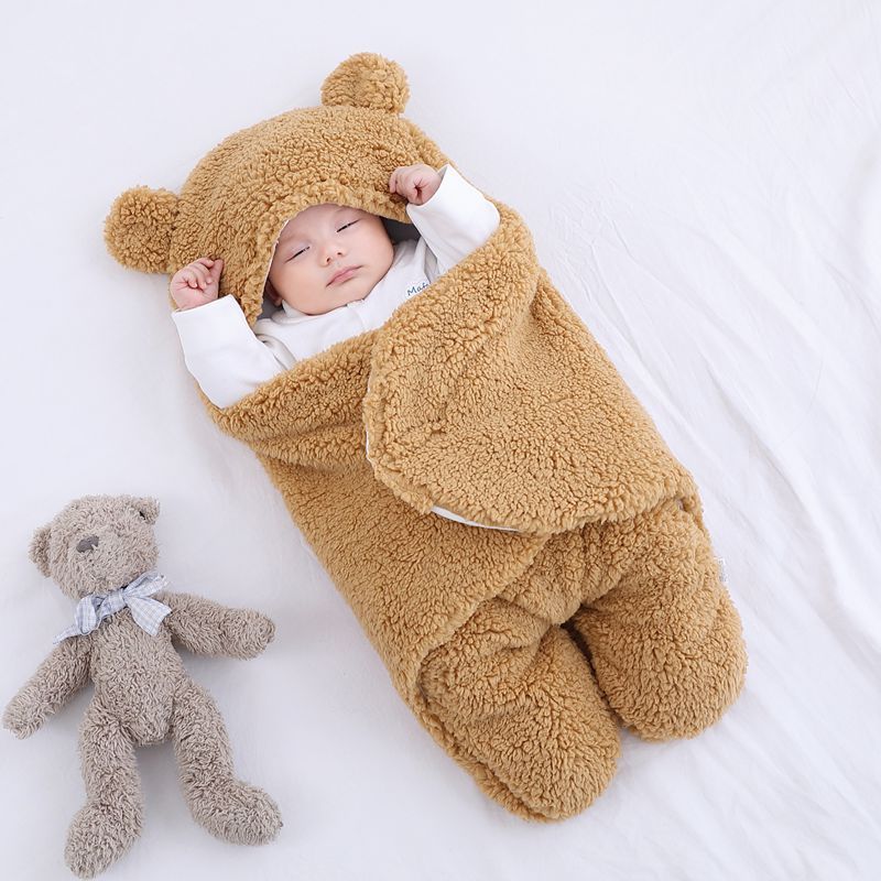 Baby Sleeping Bag Envelope for Newborn Baby Winter Swaddle Blanket Khaki - D&A