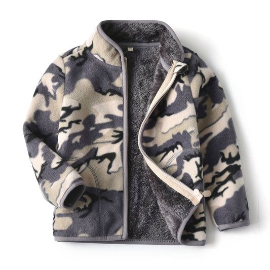 Thick Fur Printed Coats Kids Zipper - D&A