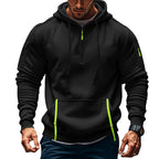 Men's Casual Multi-zipper Arm Pocket Sweatshirt Black - D&A