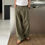 Army Green Linen Leisure Trousers Men's Japanese - D&A