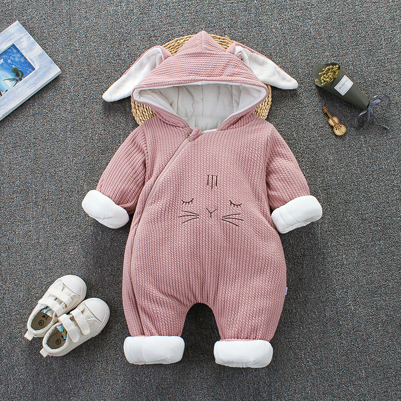 Autumn Winter Coat Jumpsuit Baby Clothing Newborn Snowsuit Boy Warm Romper Down Cotton Jackets Girl Snow clothes Bodysuit Pink - D&A