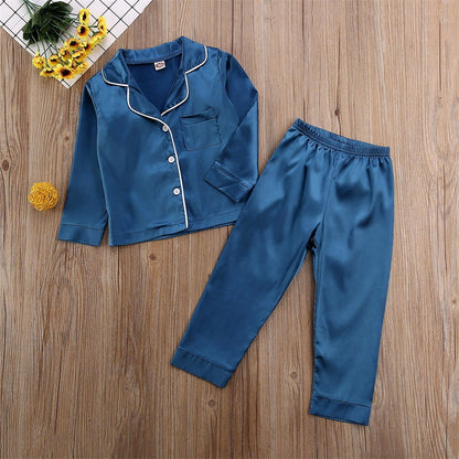 Pure Color Children's Bathrobe Casual Fashion Suit Dark Blue - D&A