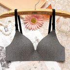 Non-wired Bra One-piece Seamless Gather Small Bra Black - D&A