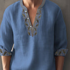 3D Digital Printing Bamboo Linen Long Sleeve European And American Men - D&A