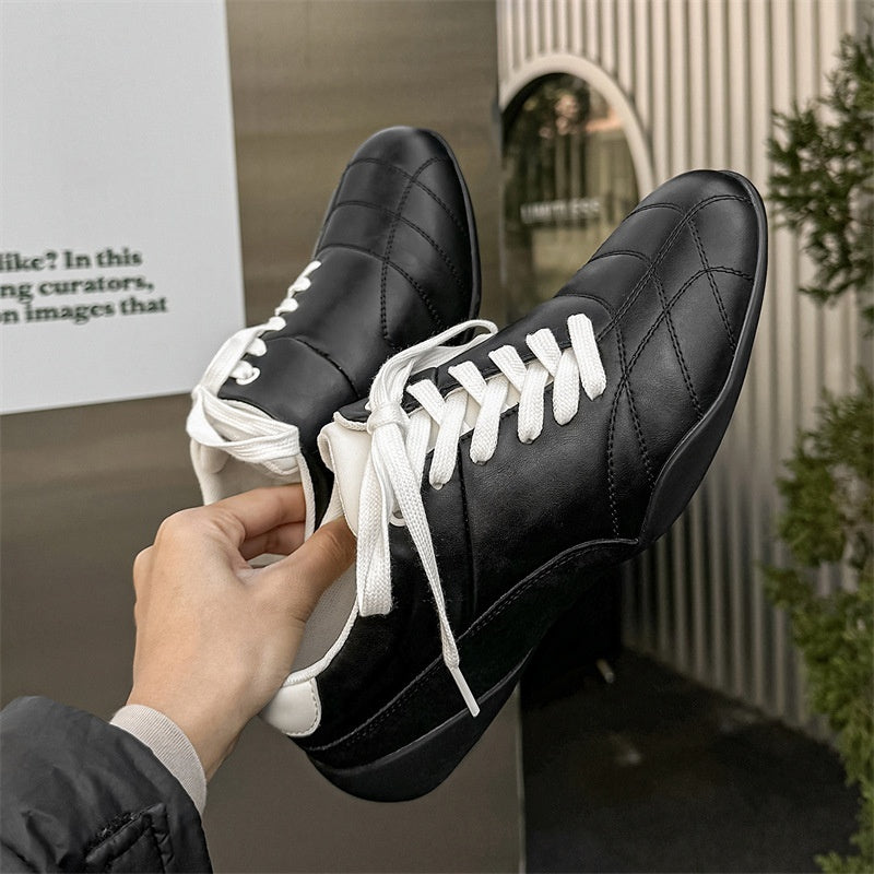 Oblique Lace-up Flat Retro Sports Casual Shoes - D&A
